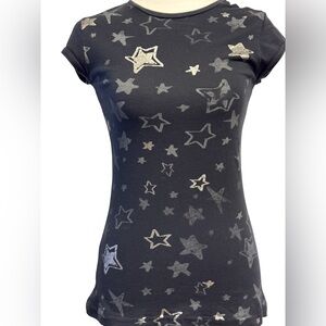 Next Era Black Short-Sleeve Tee with Silver Star Print